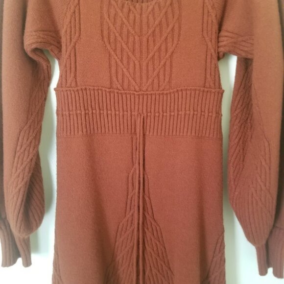 NWT Free People Emmaline Square Neck Puff Sleeve Mini Sweater Dress - Medium - Picture 7 of 11